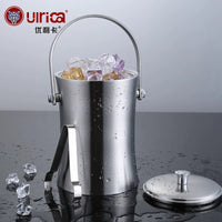 304 Stainless Steel Double-Layer Insulated Ice Bucket with Lid for Wine and Bar