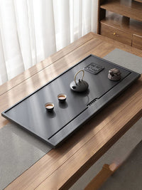 Synthetic Wujin Stone Tea Tray with Built-in Drainage for Gongfu Tea Ceremony