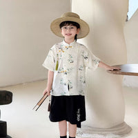 TOTTIE Boys' Vintage Print Shirt & Shorts Set for Performances