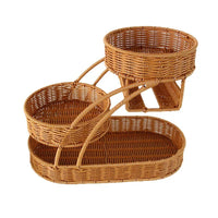 Multi-layer Imitation Rattan Fruit Basket Snack Candy Display Stand