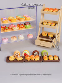 Miniature Cake Shop Display Cabinet Play Food Set for Kids