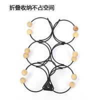 Multi-layer Wooden Bead Scarf and Hat Hanger, Foldable Iron Art Storage Rack for Scarves, Belts, and Tank Tops