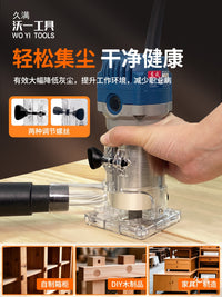 Router Trimmer Base with Dust Collection Hood for Woodworking Engraving Machines