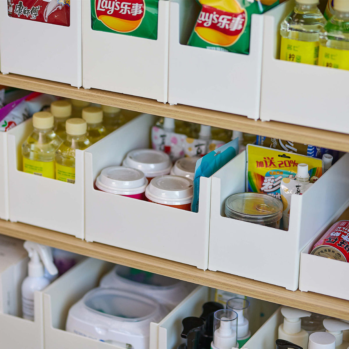Japanese Style Plastic Storage Bins for Kitchen Bathroom Desktop Organization