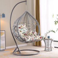 Indoor Hanging Swing Chair for Balcony, Single Seat Rattan-Style Hammock Chair, No-Drill Home Swing