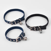 Adjustable Denim Pet Collar with Bell for Small to Medium Dogs and Cats