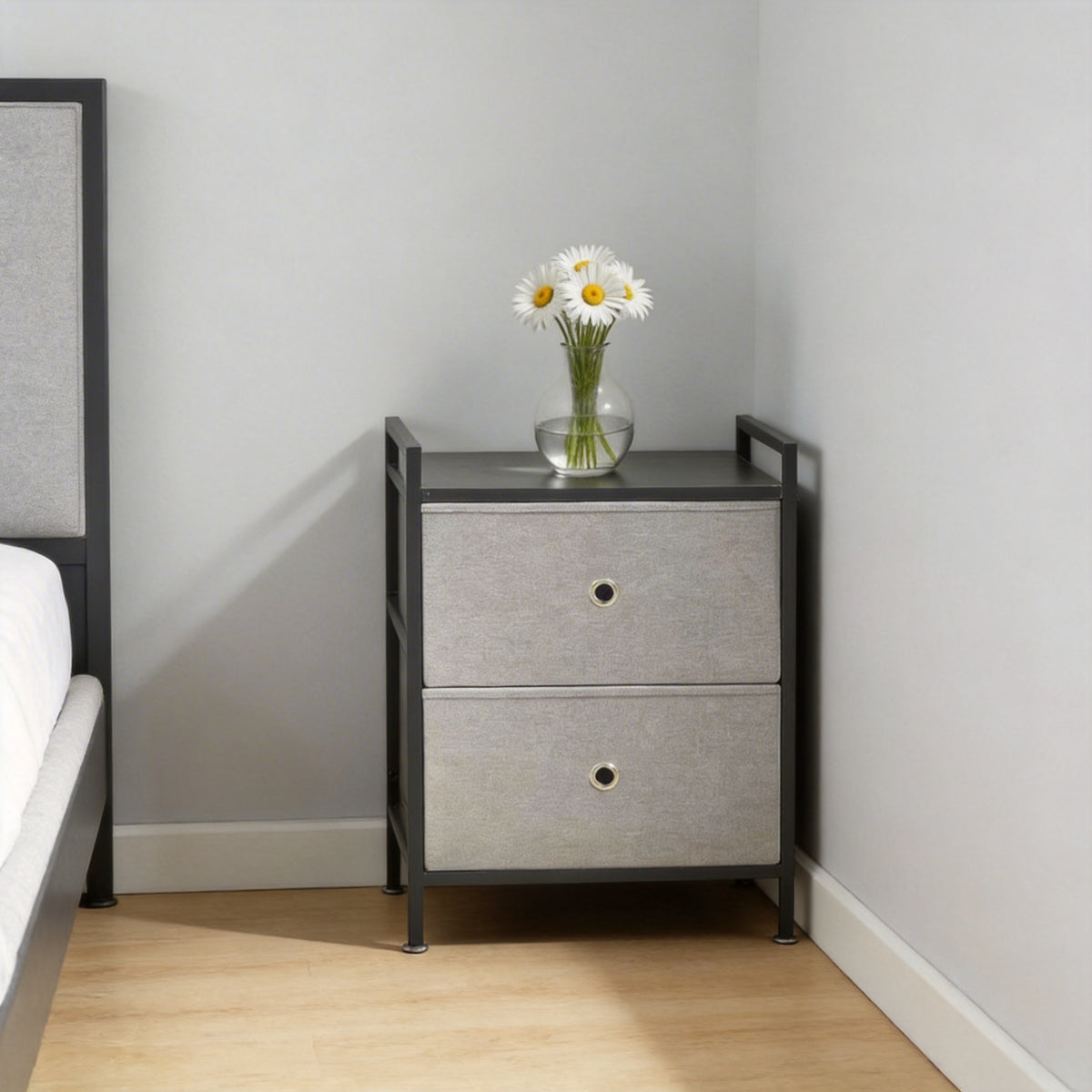 Narrow Storage Cabinet with Fabric Drawers for Bedroom, Living Room, Sofa Side, or Wall Storage