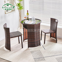 Outdoor Patio Wicker Bistro Set with Storage - Balcony Small Table and Chairs for Home Leisure Area