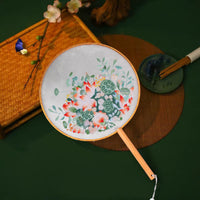 DIY Embroidery Kit with Round Fan, Ancient Style Lotus Hand-Embroidered Suzhou Embroidery for Beginners
