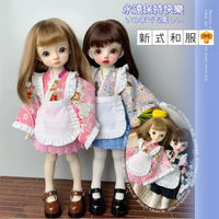 Handmade BJD Kimono Maid Dress Set for 1/6, 1/4 Scale Dolls