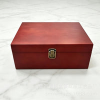 Vintage Wooden Storage Box with Lock Clasp, Flip-Top Keepsake Organizer for Gifts and Favors
