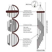 Premium Metal Wind Chime with 12 Aluminum Tubes and Solid Wood Base, Adjustable Tones for Outdoor and Indoor Decor