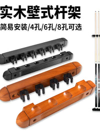 Wooden Billiard Cue Rack Wall Mounted Pool Stick Holder for 6 or 8 Cues