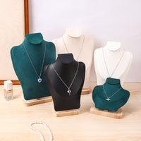 Vintage Solid Wood Necklace Display Stand Mannequin Bust Jewelry Organizer