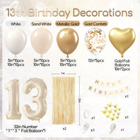 Gold Tinsel Fringe Curtain & Sequin Number Balloon Arch Kit for Birthday Party Photo Backdrop