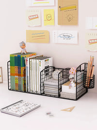 Desktop Iron Art Bookshelf Organizer for Office and Home