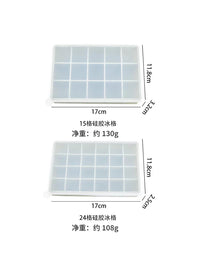 Silicone Ice Cube Tray with Lid, Square Ice Mold, 15-Grid and 24-Grid Food-Grade Ice Maker