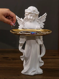 Angel Figurine Tray Ornament for Keys and Jewelry, Desktop Statue Home Decor
