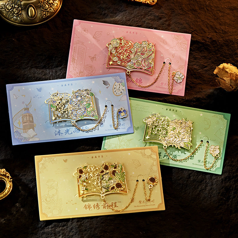 Chinese Style Floral Metal Bookmark, Elegant Gift for Students and Graduates, Cultural Souvenir