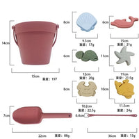 Silicone Beach Sand Toy Set with Bucket, Shovel, and Ocean Animal Molds for Sensory Play