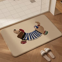 Cartoon Dachshund Linen Absorbent Quick-Dry Bathroom Floor Mat
