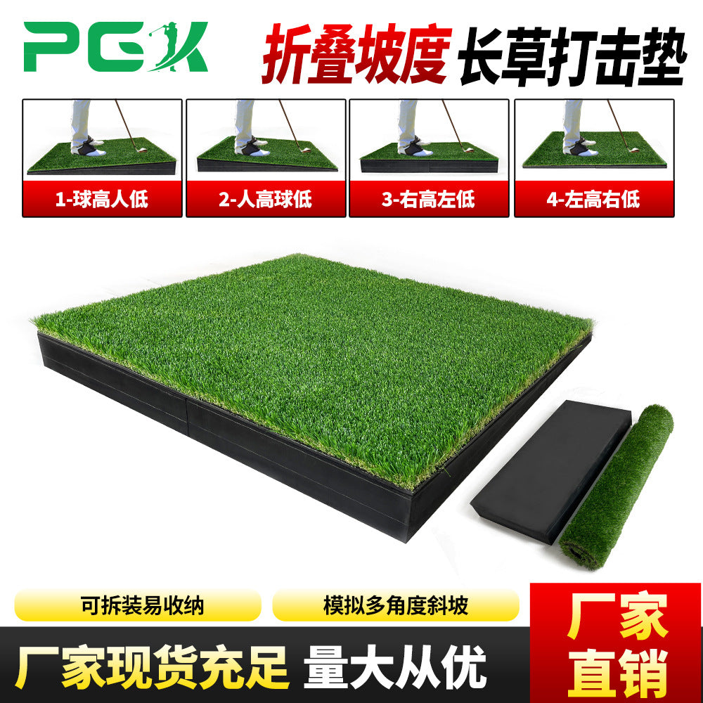 Golf Slope Hitting Mat with Detachable Swing Trainer, High-Low Slope Practice Mat for Long Grass Swing Practice