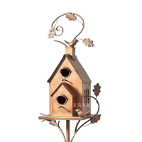 Decorative Iron Birdhouse Garden Stake Outdoor Bird Feeder Metal Craft Ornament