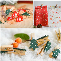 Christmas Photo Wall Decor Kit with Twine, Wooden Clips, and Burlap Ribbon