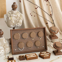 Vintage Walnut Wood Jewelry Display Stand for Bracelets, Necklaces, Rings, and Collectibles