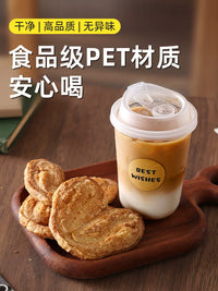 Disposable U-Shaped Plastic Cups with Lids for Coffee, Milk Tea, and Beverages