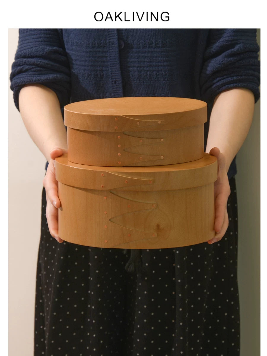 Oakliving Birchwood Japanese Shaker Box with Lid, Handmade Desktop Storage Organizer