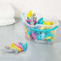 36-Pack Colorful Plastic Clothes Pegs with Basket for Drying Quilts and Mosquito Nets