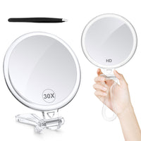 Double-Sided Magnifying Makeup Mirror with Foldable Stand, 10X-40X Magnification