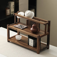 Walnut Wood Storage Shelf with Drawer for Tea Cups Coffee Mugs Kitchen Organizer Blind Box Figure Display Rack Solid Wood Shelf