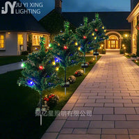Solar Powered Christmas Tree Garden Stake Lights Outdoor Decorative Lawn Lamp with 8 Lighting Modes