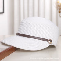 French Style Straw Equestrian Sun Hat for Women, Breathable Visor Cap with UV Protection