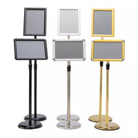 Stainless Steel A-Frame Sign Holder for Mall Advertising and Warehouse Guidance, A2/A3/A4 Vertical Display Stand