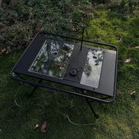 Portable IGT Tactical Camping Table with Wind Deflector, Ultralight Aluminum Alloy/Carbon Steel Picnic Table