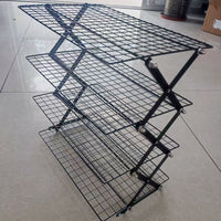 Foldable Outdoor Camping Storage Rack with Adjustable Height, Portable Iron Art Picnic Shelf for BBQ
