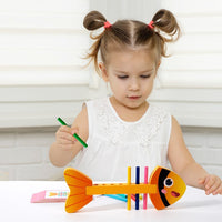 Wooden Fishbone Color Sorting Puzzle for Kids, Montessori Educational Toy for Fine Motor Skills & Early Learning