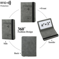 RFID Blocking Passport Holder with Vaccine Card Slot & Multi-Card Slots, Slim Travel Document Organizer