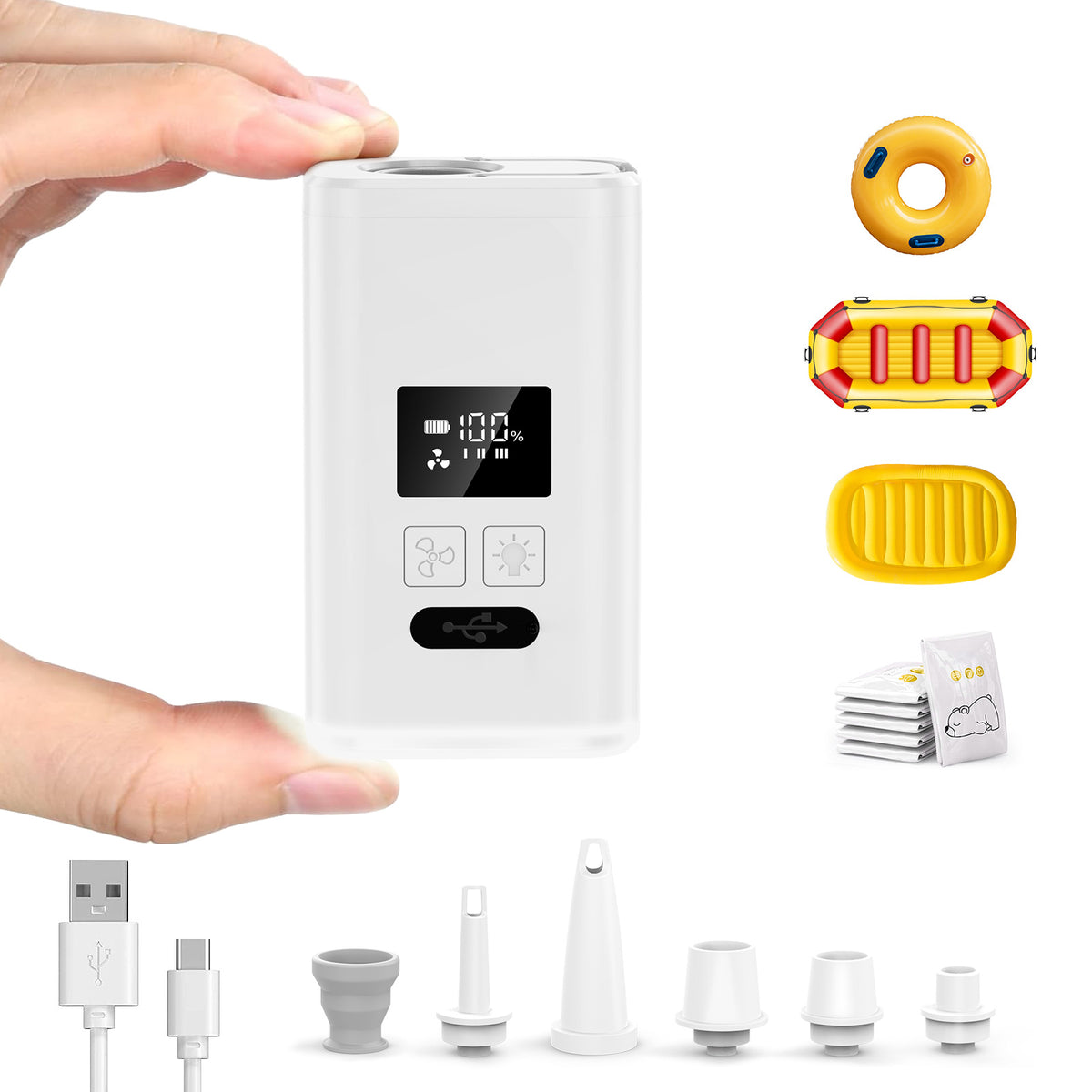 Mini Electric Air Pump for Inflatable Beds and Storage Bags