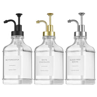 Clear Glass Pump Dispenser Bottles for Soap, Lotion, and Dishwashing Liquid - Bathroom & Kitchen Set