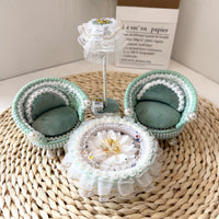 1:12 Dollhouse Miniature Green Apple Fabric Sofa Set with Table Lamp