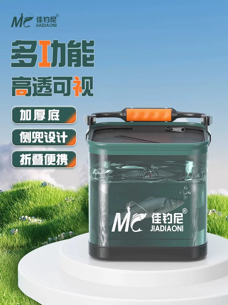 JiaDiaoni Portable Collapsible Fishing Bucket with Aerator Pump
