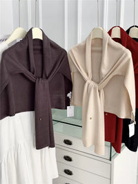 Soft Knit Shawl Wrap Plus Size Spring Autumn Commuter Neck Scarf Cape Simple Solid Color High-End Neck Warmer