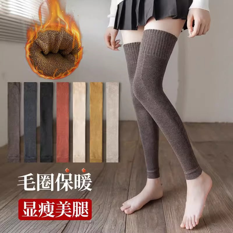 Thickened Terry Over-the-Knee Socks for Winter Warmth and Leg Protection