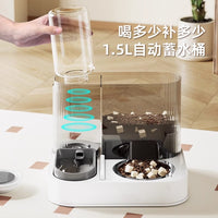 Automatic Pet Feeder with Double Stainless Steel Bowls and Water Dispenser for Cats and Dogs