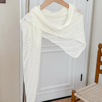 Sun Protection Ice Silk Knit Shawl Hollow Out Tencel Triangle Scarf for Women Summer Thin Air Conditioning Shirt
