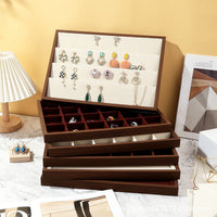Premium Walnut Jewelry Display Tray for Necklaces, Rings, Earrings, Bracelets - Retail Counter Organizer